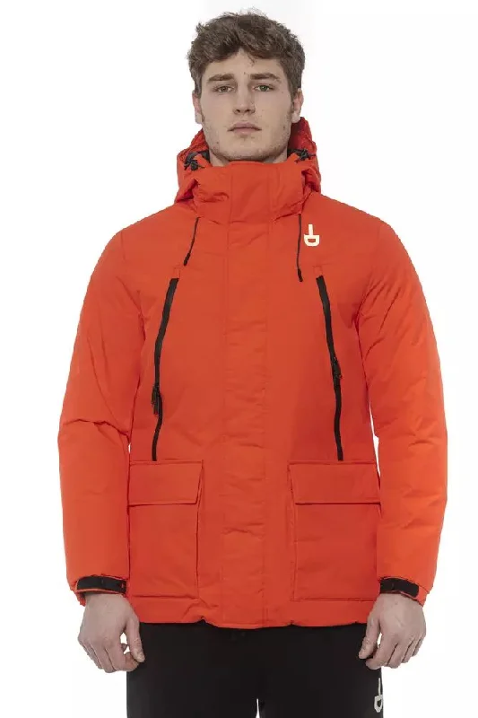 Men's Coats with Inner PocketsRed Polyester Men Jacket