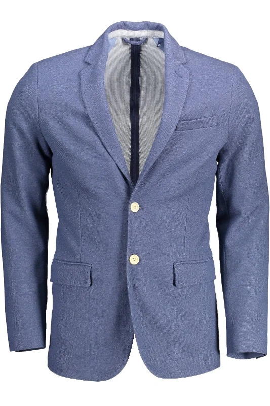 Men's Coats for Winter CampingChic Slim-fit Blue Jacket With Elegant Detailing