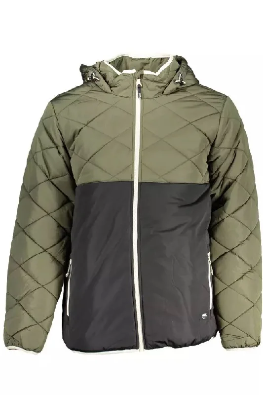Men's Coats with Hidden PocketsGreen Polyester Men Jacket