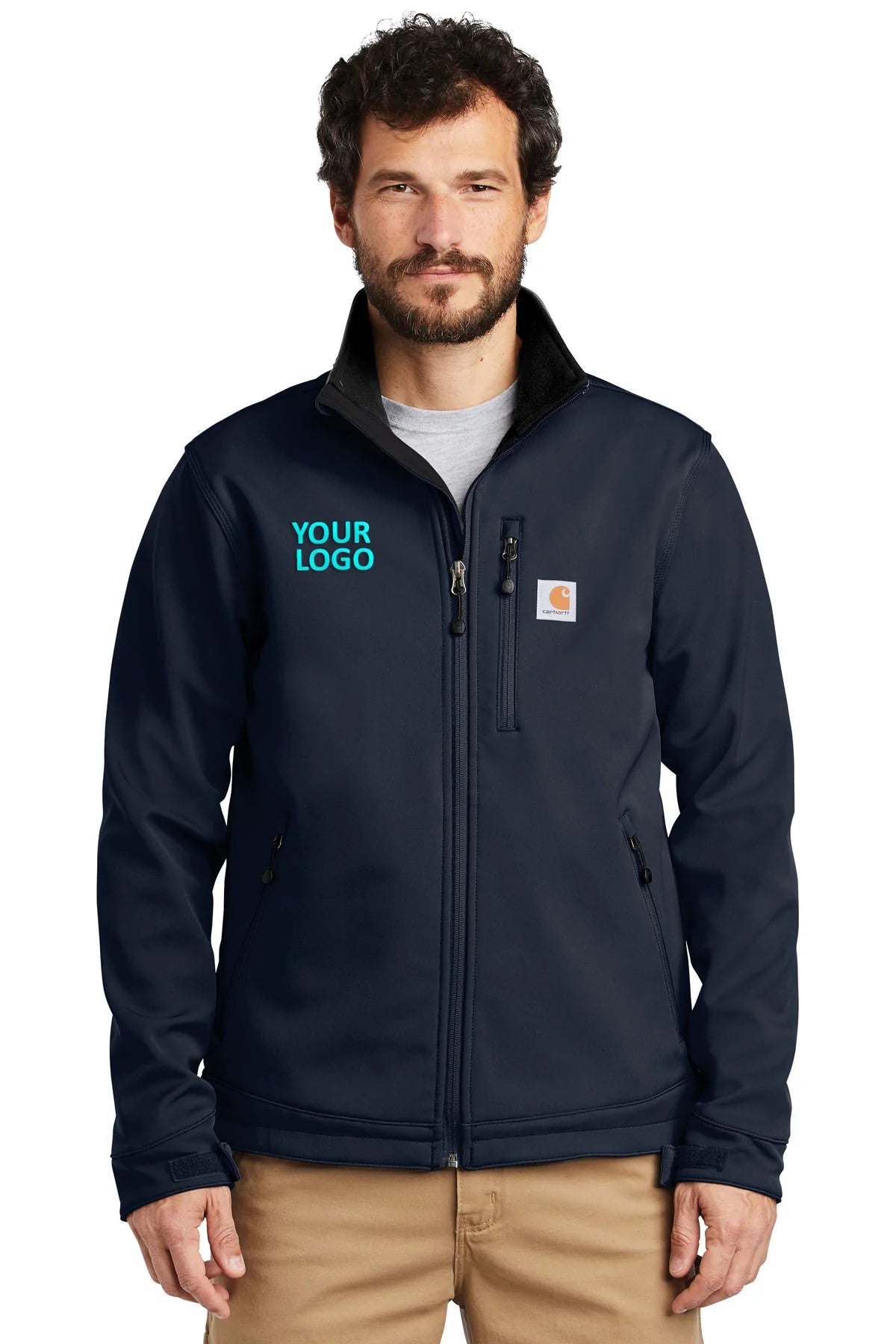 Men's Coats with Snap ButtonsCarhartt Crowley Branded Soft Shell Jackets, Navy