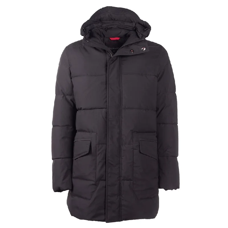 Durable Men's Car CoatsDashing Gentleman's Black Jacket With Hood