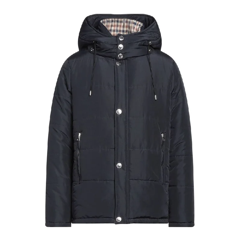 Men's Coats with Embroidered DetailsElegant Blue Aquascutum Jacket With Removable Hood Men's Coats with Embroidered DetailsElegant Blue Aquascutum Jacket With Removable Hood