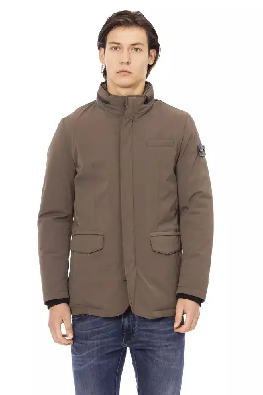 Stylish Men's Biker JacketsBrown Polyester Men Jacket