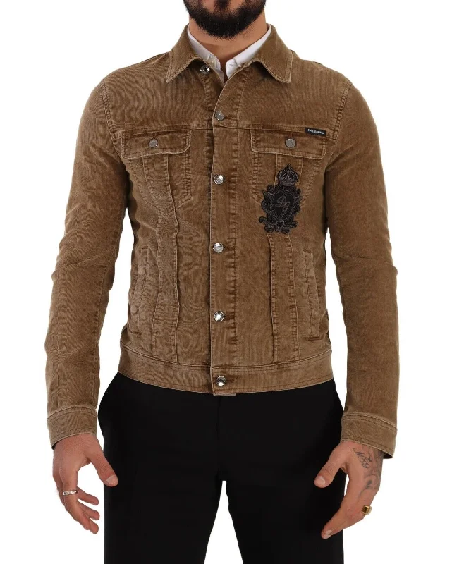 Men's Coats for Outdoor ActivitiesElegant Corduroy Logo Jacket