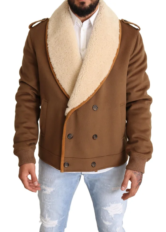 Men's Coats for Cold WeatherElegant Double Breasted Shearling Jacket