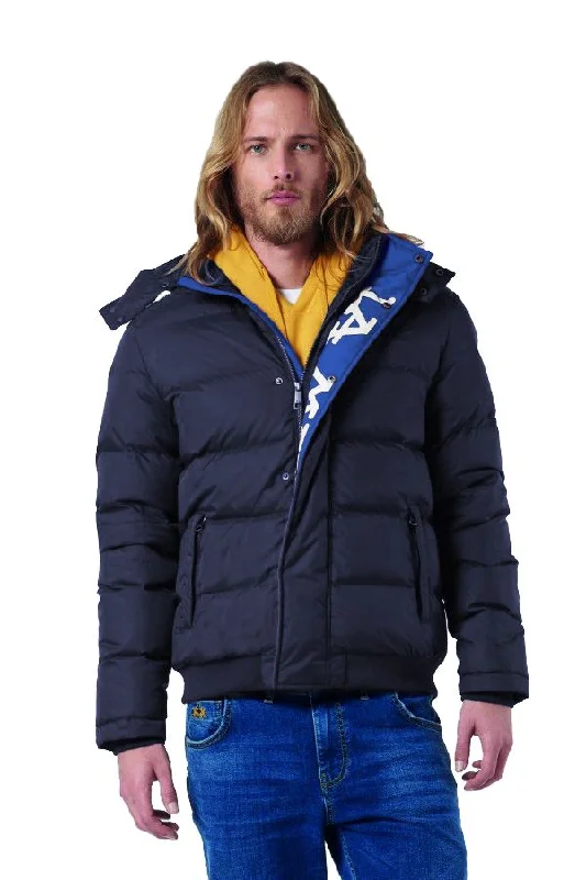 Men's Coats for City WearElegant Sports Jacket With Hood In Navy Blue