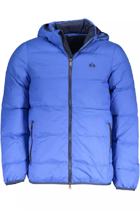 Designer Men's OvercoatsBlue Polyamide Men's Jacket