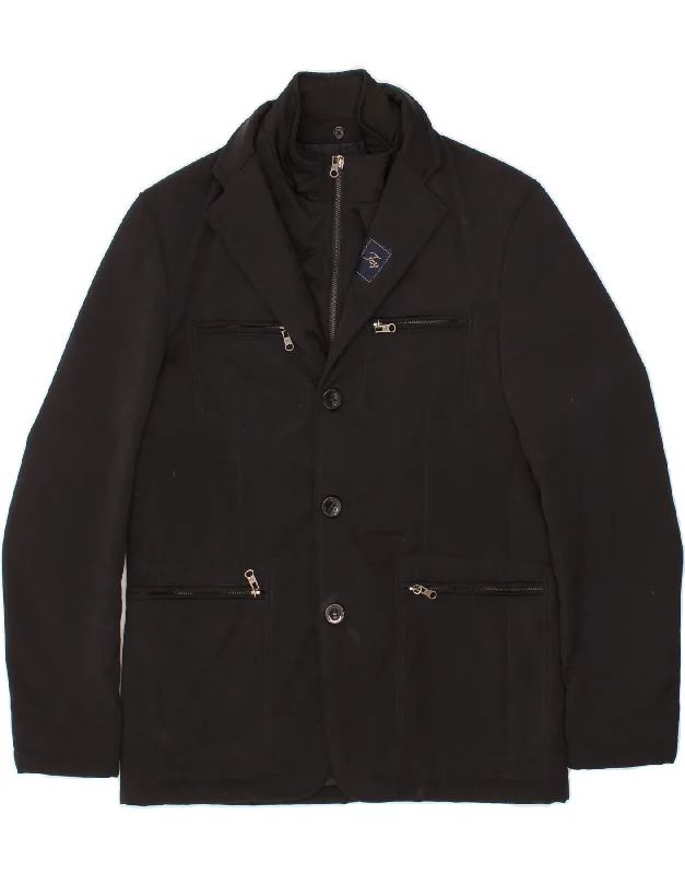 Men's Coats with Patchwork DesignsFAY Mens 3 Button Windbreaker Jacket IT 52 XL Black Men's Coats with Patchwork DesignsFAY Mens 3 Button Windbreaker Jacket IT 52 XL Black