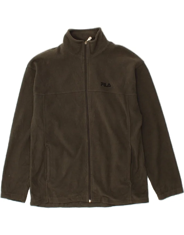 Casual Men's Bomber JacketsFILA Mens Fleece Jacket UK 38 Medium Khaki Polyester