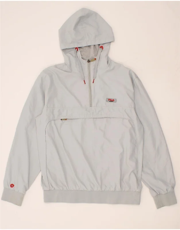 Men's Coats with ZippersFILA Mens Hooded Anorak Jacket UK 38 Medium Grey