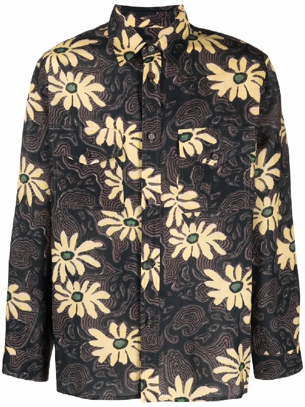 Men's Coats for HikingFloral Print Shirt Jacket