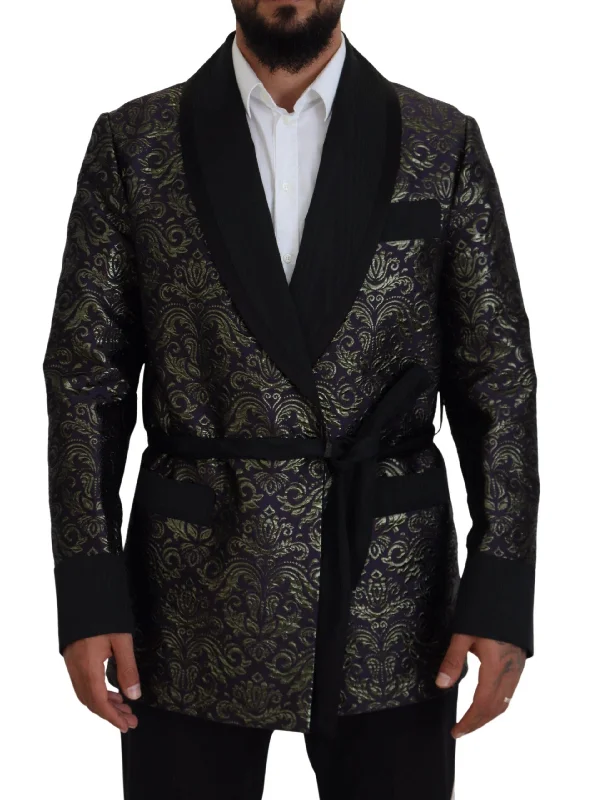 Men's Coats for SpringGold Jacquard Robe Jacket