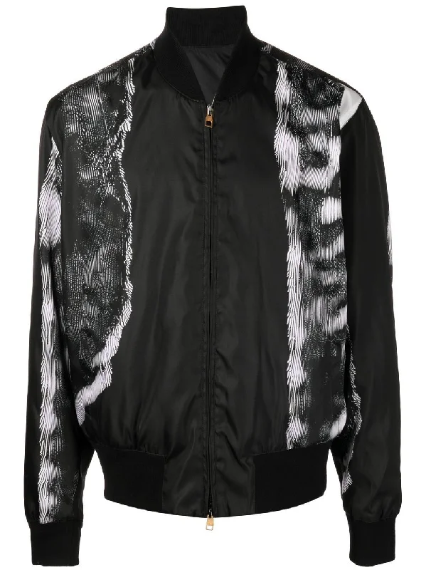 Lightweight Men's WindbreakersGraphic-Print Detail Bomber Jacket