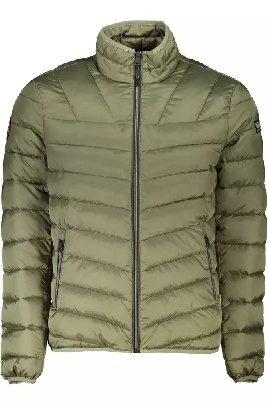 Men's Coats with Quilted LiningGreen Polyamide Men Jacket