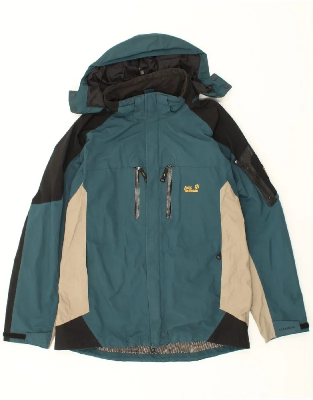 Durable Men's Car CoatsJACK WOLFSKIN Mens Hooded Rain Jacket UK 44/46 2XL Blue Colourblock Durable Men's Car CoatsJACK WOLFSKIN Mens Hooded Rain Jacket UK 44/46 2XL Blue Colourblock