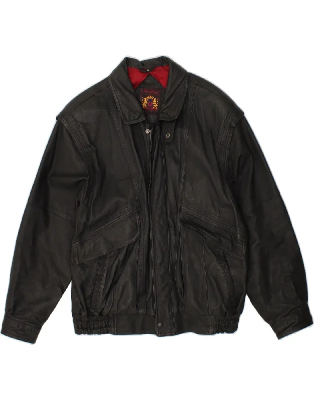 Casual Men's Bomber JacketsKARLSBURG  Mens Leather Jacket UK 40 Large Black Leather