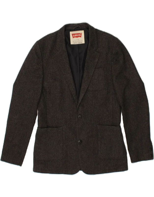 Men's Coats for Every OccasionLEVI'S Mens 2 Button Blazer Jacket UK 40 Large Grey Herringbone Wool
