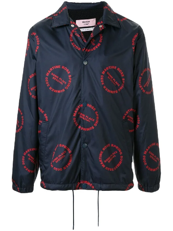 Men's Coats with Fur TrimLogo Print Bomber Jacket