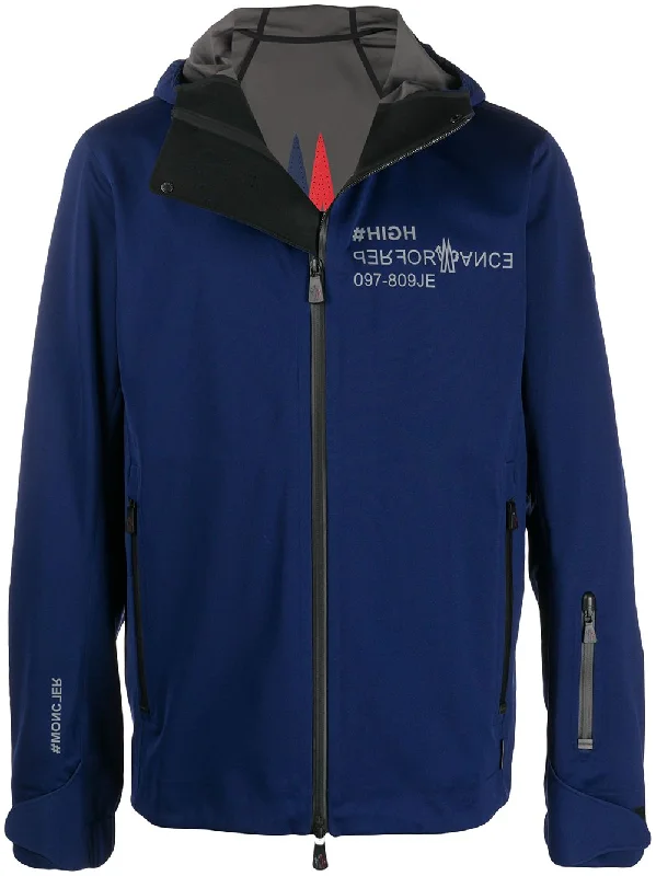 Men's Coats with HoodsLogo Print Zip-Up Jacket