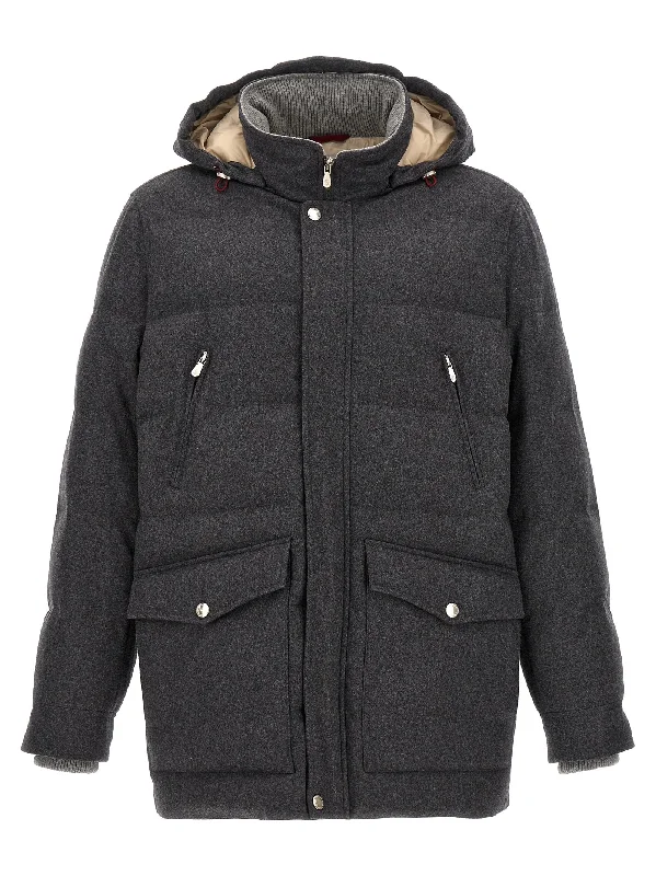 Men's Coats with Fur TrimLong Hooded Down Jacket