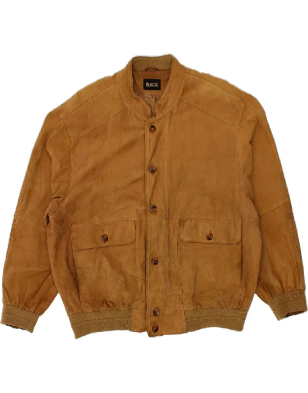 Men's Coats with Reflective StripesMILESTONE Mens Suede Bomber Jacket IT 56 3XL Brown Leather Men's Coats with Reflective StripesMILESTONE Mens Suede Bomber Jacket IT 56 3XL Brown Leather