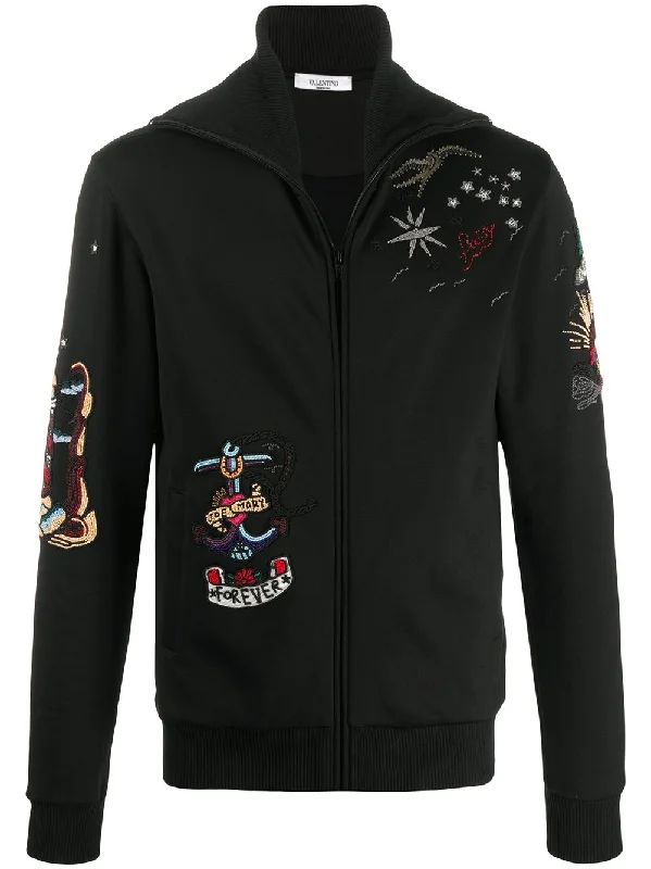 Comfortable Men's ParkasNautical Patches Zipped Jacket