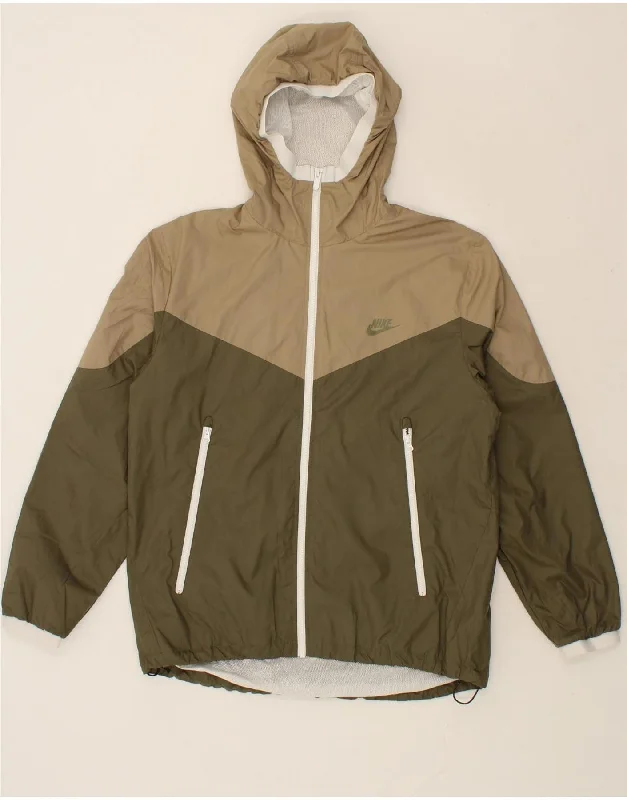 Functional Men's Ski JacketsNIKE Mens Hooded Rain Jacket UK 38 Medium Khaki Colourblock Polyester Functional Men's Ski JacketsNIKE Mens Hooded Rain Jacket UK 38 Medium Khaki Colourblock Polyester