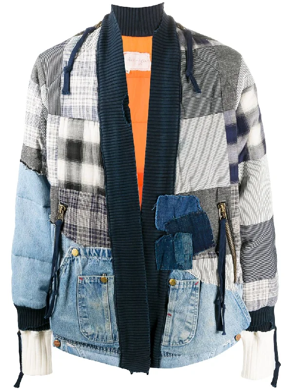 Men's Coats for Skinny MenPatchwork Bomber Jacket