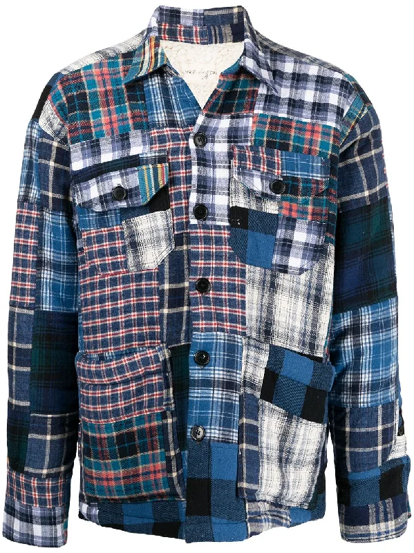 Men's Coats with PocketsPatchwork Shearling-Lined Shirt Jacket