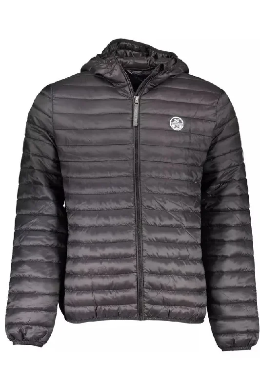 Men's Coats with Patchwork DesignsBlack Polyamide Men Jacket