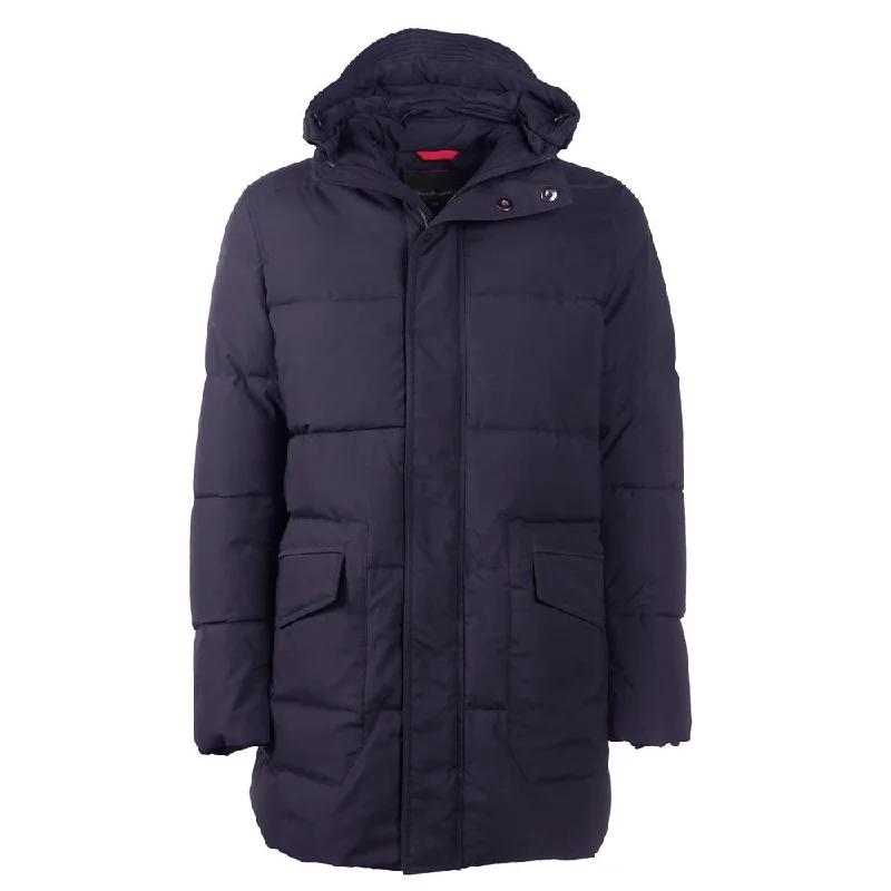 Classic Men's Trench CoatsBlue Polyester Men Jacket