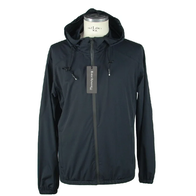 Men's Coats for SnowshoeingSleek Hooded Full Zip Jacket In Black