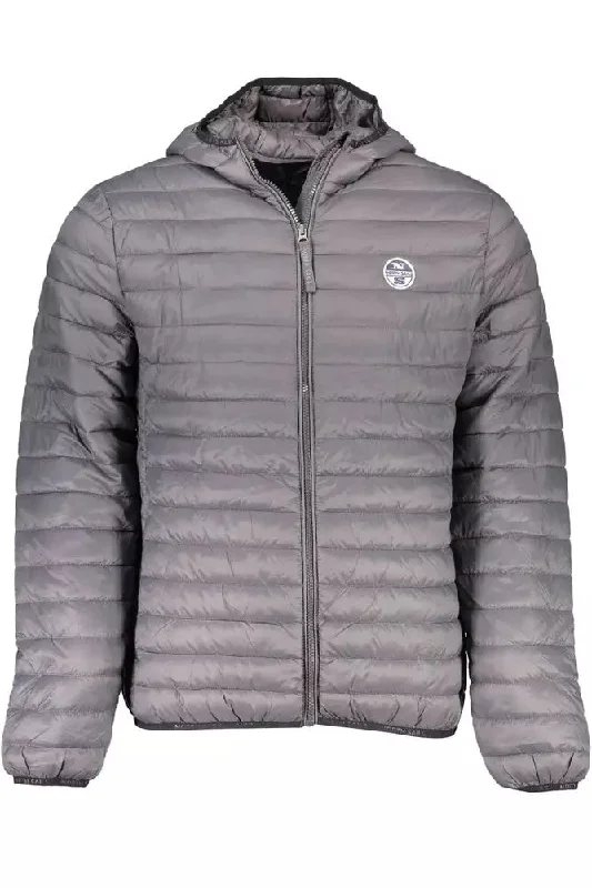 Men's Coats for SpringGray Polyamide Men Jacket