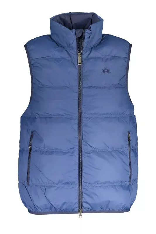 Luxurious Men's Cashmere CoatsBlue Polyamide Men Jacket