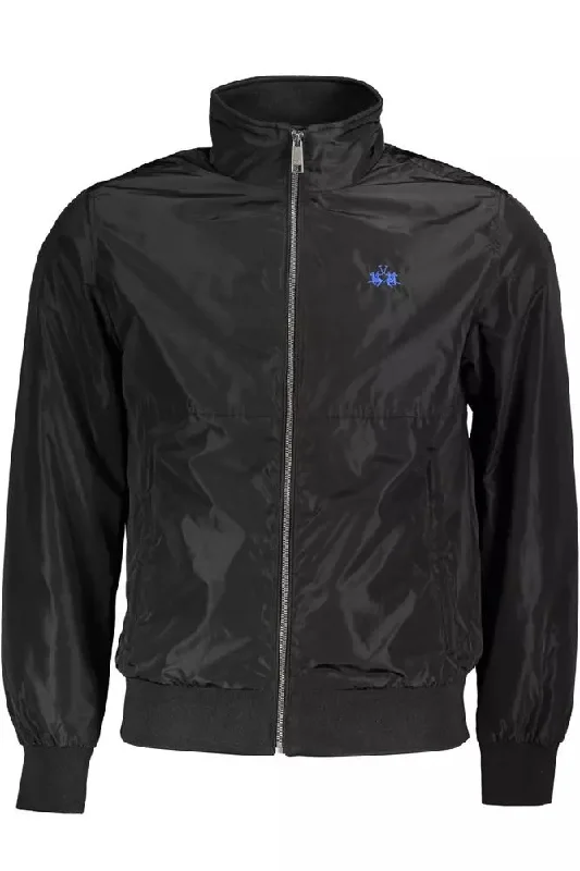 Men's Coats with Synthetic InsulationBlack Polyester Men Jacket