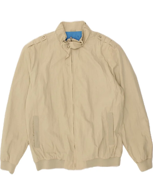 Winter-Ready Men's CoatsVINTAGE Mens Bomber Jacket UK 42 XL Beige Cotton