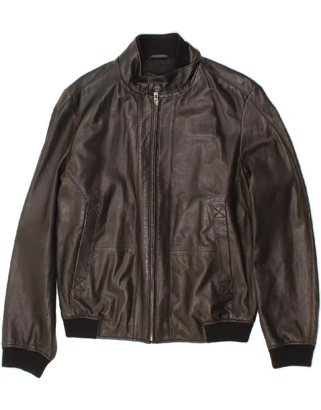 Men's Coats with Convertible CollarsVINTAGE Mens Bomber Leather Jacket IT 52 XL Black Men's Coats with Convertible CollarsVINTAGE Mens Bomber Leather Jacket IT 52 XL Black