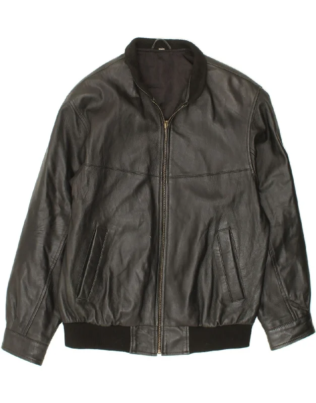 Men's Coats with Tactical FeaturesVINTAGE Mens Bomber Leather Jacket UK 40 Large Black Leather Men's Coats with Tactical FeaturesVINTAGE Mens Bomber Leather Jacket UK 40 Large Black Leather