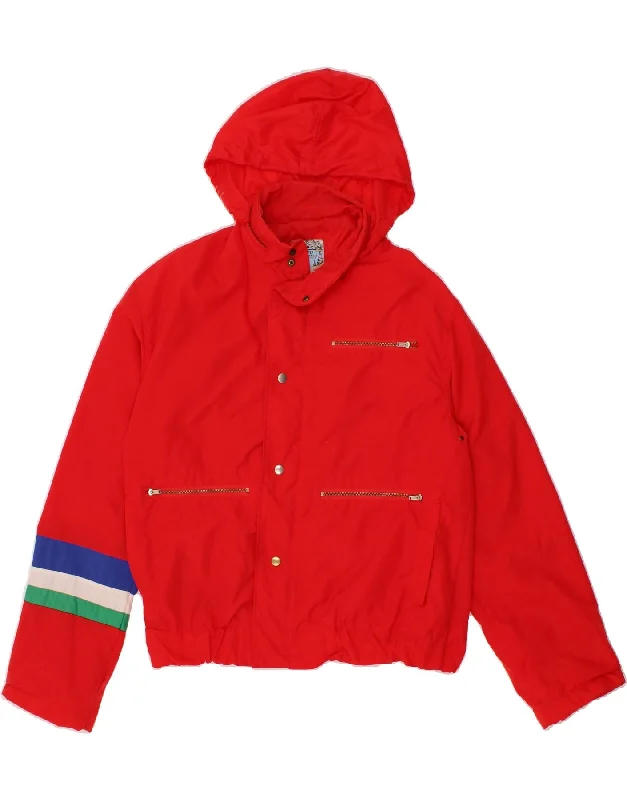 Men's Coats for Mild WeatherVINTAGE Mens Hooded Rain Jacket UK 38 Medium Red Nylon