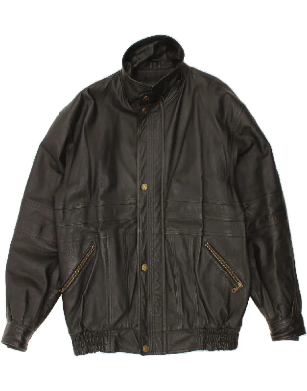 Casual Men's Bomber JacketsVINTAGE Mens Leather Jacket UK 38 Medium Black Leather