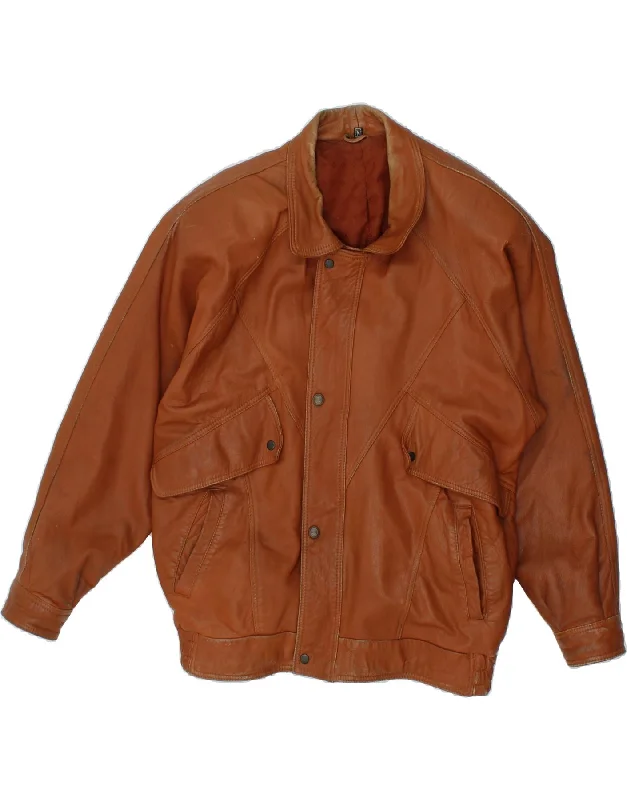 Men's Coats for TravelVINTAGE Mens Leather Jacket UK 38 Medium Brown Leather