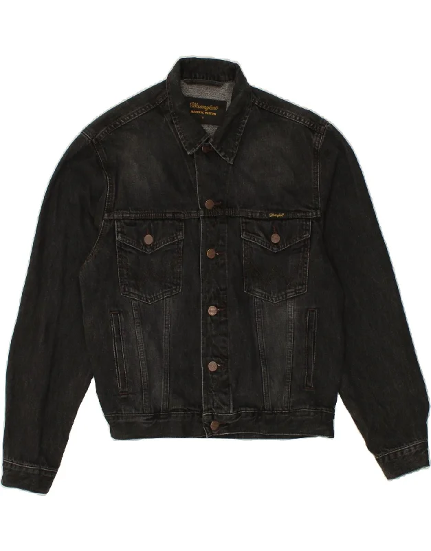 Men's Coats with Stretch FabricWRANGLER Mens Denim Jacket UK 36 Small Black Cotton