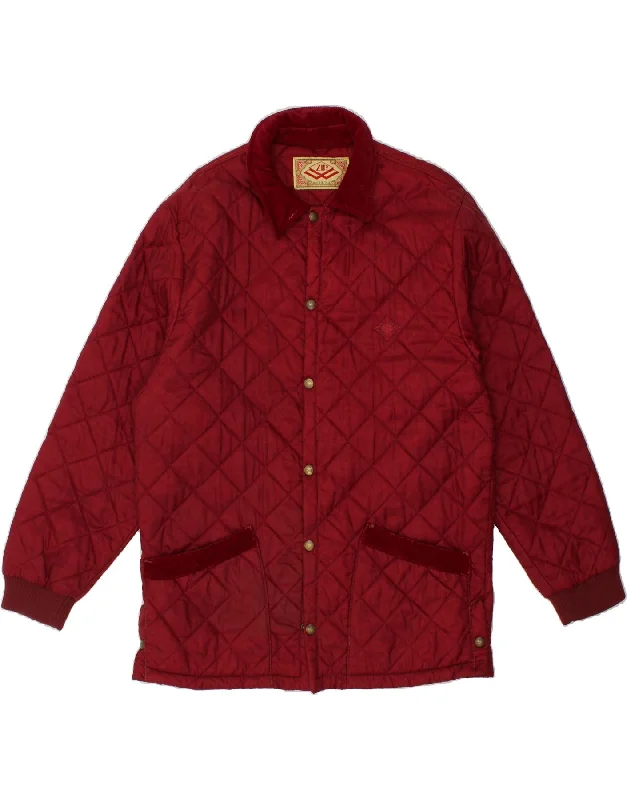 Men's Coats with Multi-Pocket DesignZIP Mens Quilted Jacket UK 40 Large Burgundy