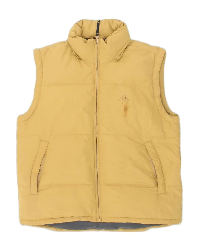 Designer Men's OvercoatsKAPPA Mens Hooded Padded Gilet UK 42 XL Beige Polyester