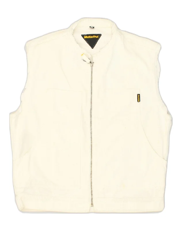 Men's Coats for RunningMELTIN' POT Mens Gilet UK 38 Medium White Cotton