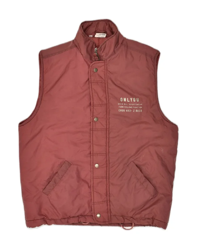 Men's Coats for TravelONLYOU Mens Padded Gilet UK 38 Medium Burgundy Polyamide