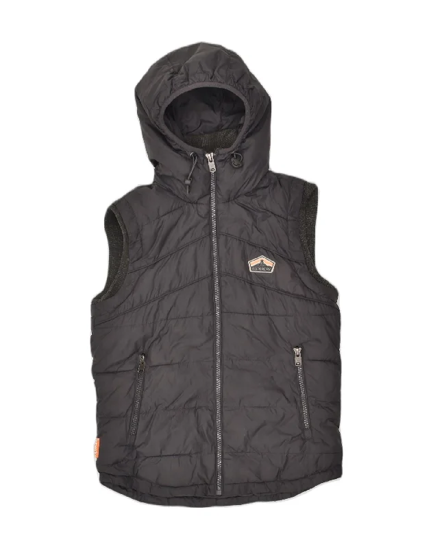 Men's Coats for WalkingSUPERDRY Mens Hooded Padded Gilet UK 36 Small Grey Nylon