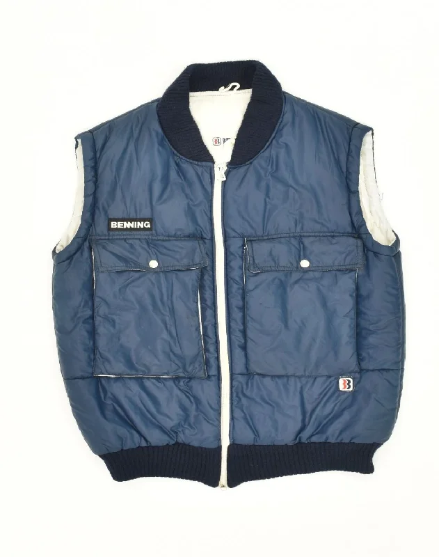 Men's Coats for Formal EventsVINTAGE Mens Padded Gilet IT 46 Small Navy Blue Polyester