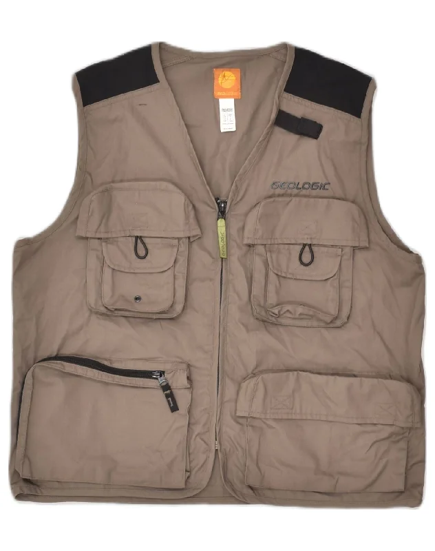 Waterproof Men's ParkasVINTAGE Mens Utility Gilet UK 38 Medium Brown Cotton