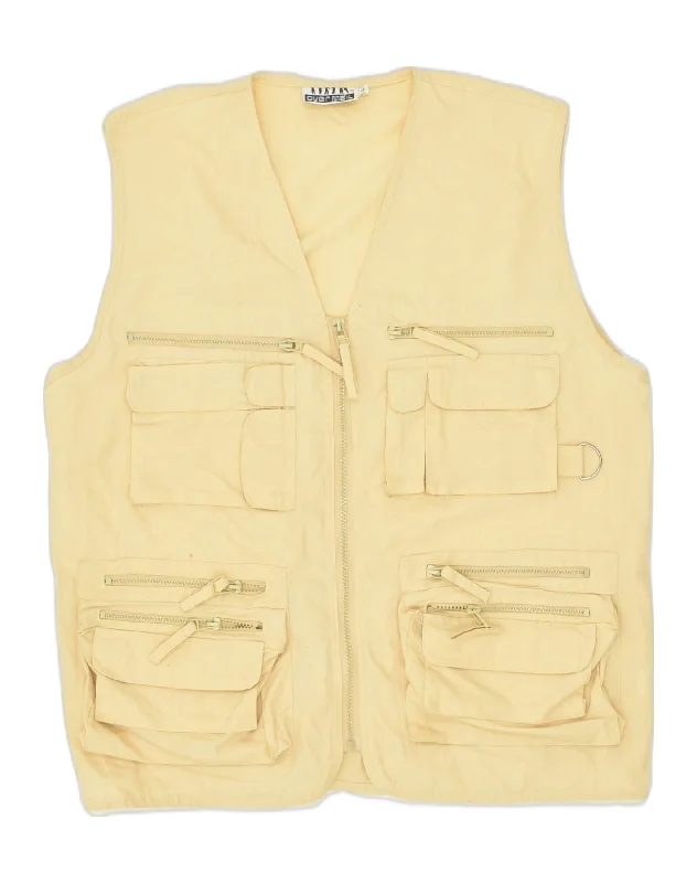 Men's Coats with HoodsVINTAGE Mens Utility Gilet UK 40 Large Beige Polyester